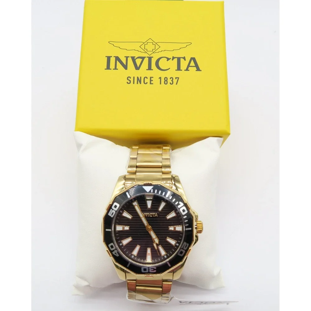 Invicta Diver Meridian Mens Watch 46mm Gold Tone Black Dial 69236  New